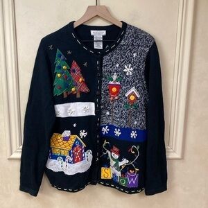 Vintage White Stag Christmas Sweater size XL (16-18)